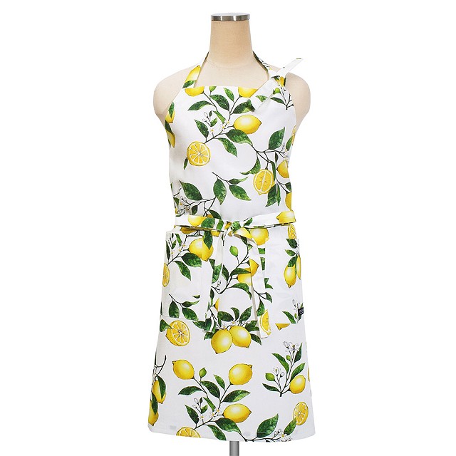 エプロン ナチュラル 北欧 花柄 ボタニカル リーフ レモン おしゃれ かわいい ワンピース カフェ 首掛け 首かけ 洗える | ブランド登録なし | 04