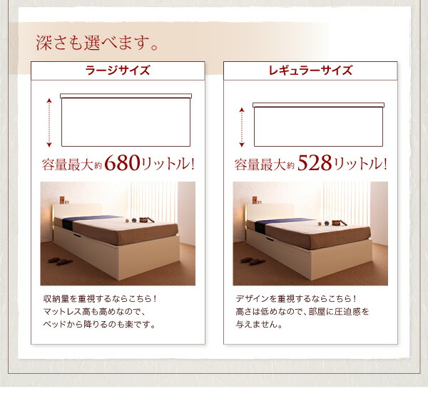 収納付きベッド シングルベッド セミダブルベッド 収納 収納付き 薄型プレミアムボンネルコイルマットレス付き 横開き セミシングル 深さラージ 組立設置付 :ck101491500030489:食彩創庫