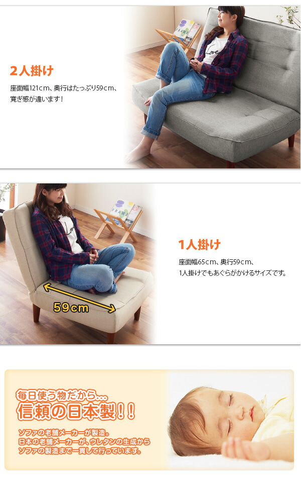 カウチソファ ハイバックコイルソファ ファブリック ソファ2点セット