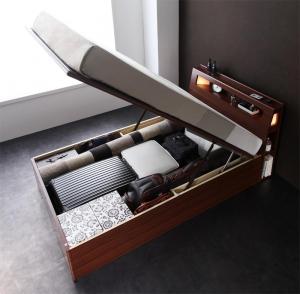 収納付きベッド シングルベッド セミダブルベッド 収納 収納付き 収納ベッド 大容量 プレミアムボンネルコイルマットレス付き シングル 深さラージ 組立設置付