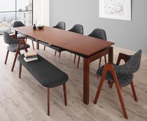 最終価格　伸縮式ダイニングテーブルと布張りベンチのセット 伸縮 ダイニングテーブルセット 幅90cm 幅120cm 2人掛け 4人掛け