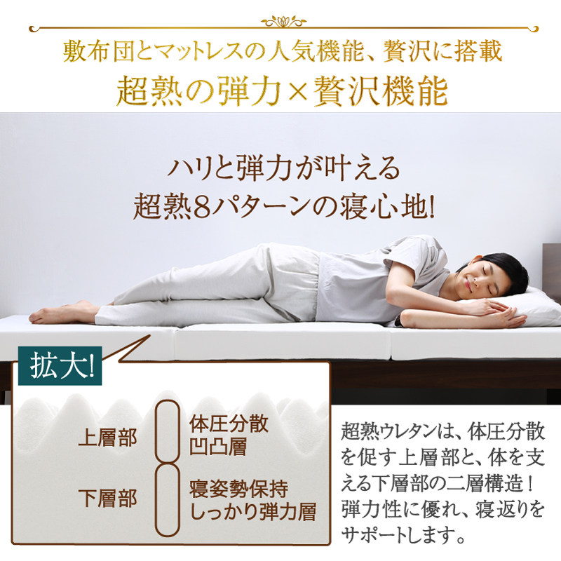 マットレス セミダブル 3つ折り 三つ折り 折りたたみ 高反発 敷布団 コンパクト 収納 極厚 かため 抗菌 防臭 防ダニ 洗える 通気性 腰 白 黒 厚さ10cm |  | 10