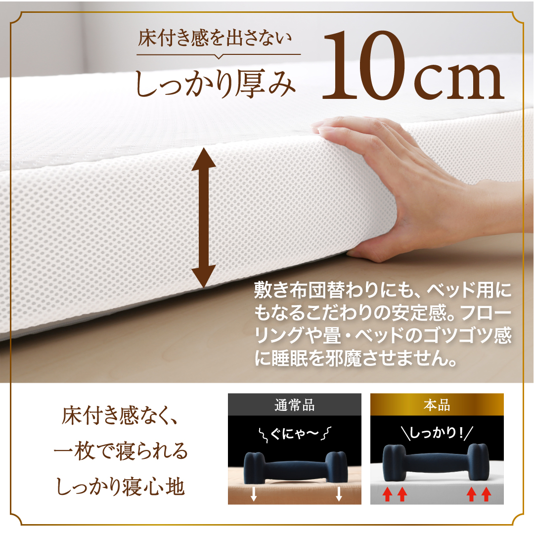 マットレス セミダブル 3つ折り 三つ折り 折りたたみ 高反発 敷布団 コンパクト 収納 極厚 かため 抗菌 防臭 防ダニ 洗える 通気性 腰 白 黒 厚さ10cm |  | 14