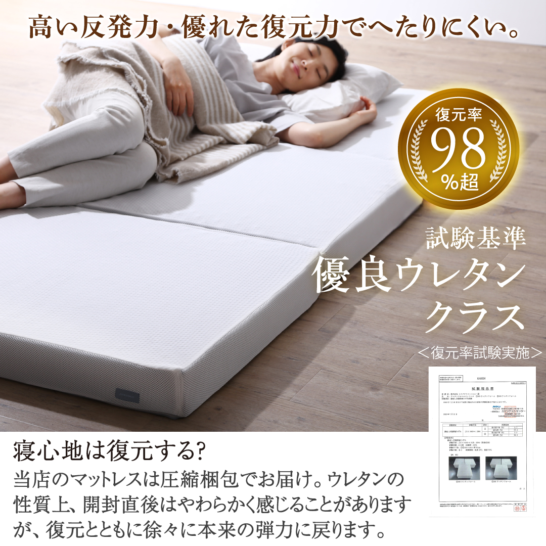 マットレス セミダブル 3つ折り 三つ折り 折りたたみ 高反発 敷布団 コンパクト 収納 極厚 かため 抗菌 防臭 防ダニ 洗える 通気性 腰 白 黒 厚さ10cm |  | 16