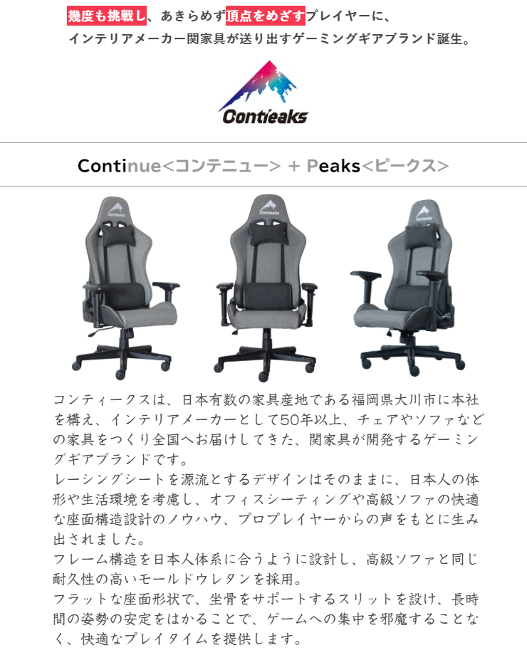 高機能 ゲーミングチェア Contieaks コンティークス Shastina V2