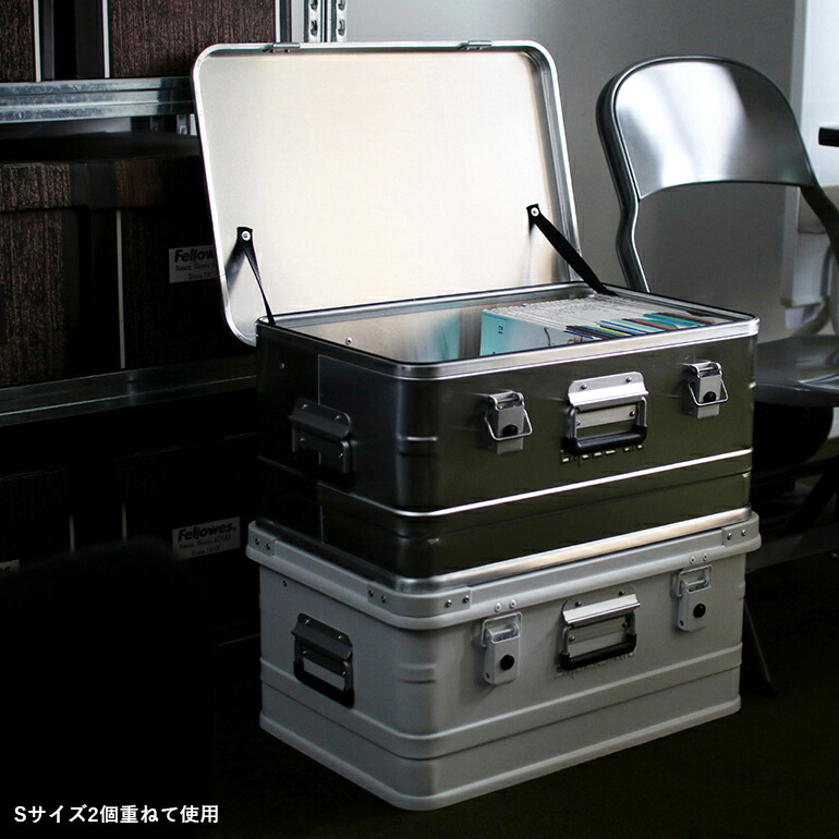 アルミコンテナ 収納 ボックス 73L フタ 持ち手付き ガレージ