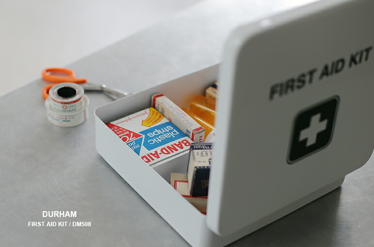 DURHAM ダーム FIRST AID KIT(DM508ホワイト) 正方形 ファーストエイド