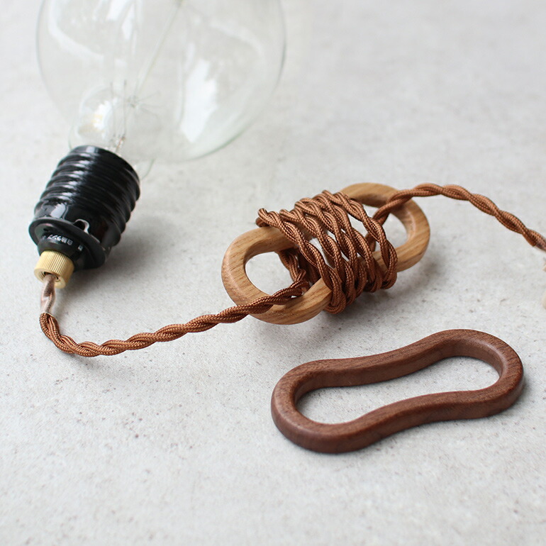 コードリール おしゃれ ブラウン 木材 コンパクト 巻き取り式 50cm