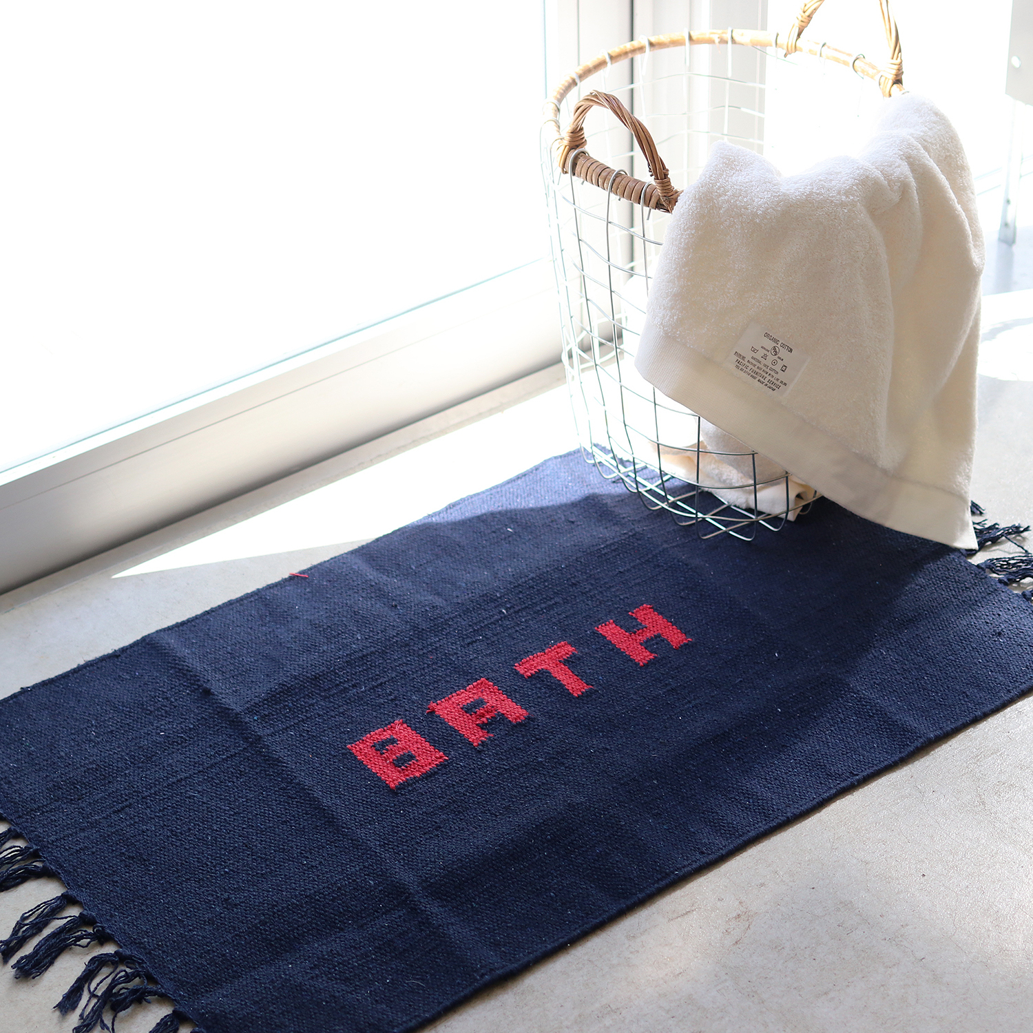 バスマット 90 シンプル 90×45 手織り ロゴ リサイクル素材 プエブコ PUEBCO HANDLOOMED RECYCLE YARN BATH MAT | PUEBCO | 03