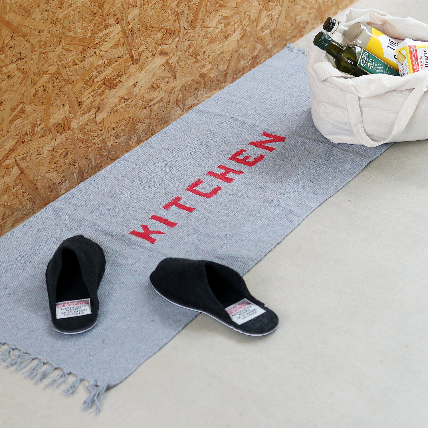 キッチンマット 130 シンプル 手織り リサイクル素材 ロゴ プエブコ PUEBCO HANDLOOMED RECYCLE YARN KITCHEN MAT | PUEBCO | 01