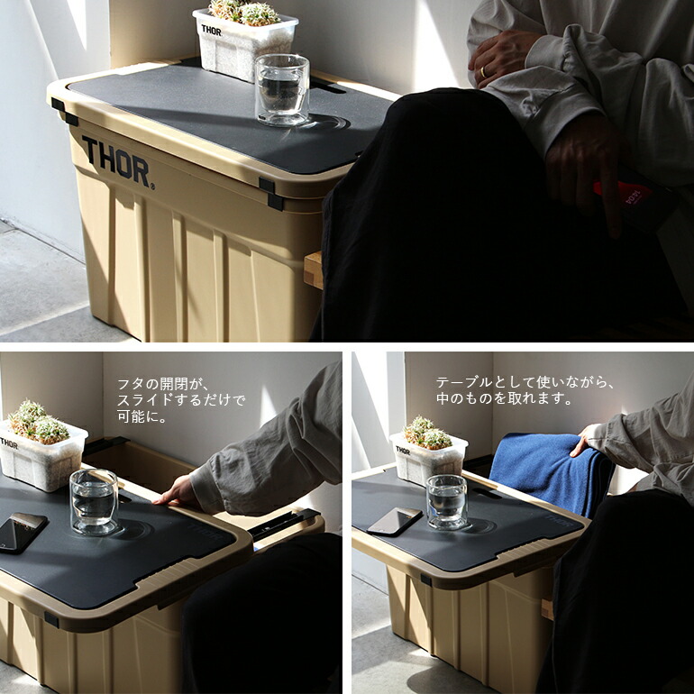 5点セットTHOR コンテナ アウトドアテーブル 75サイズ THOR（ソー） 専用 スライドレール To-Rail Large Totes 53L/75L専用