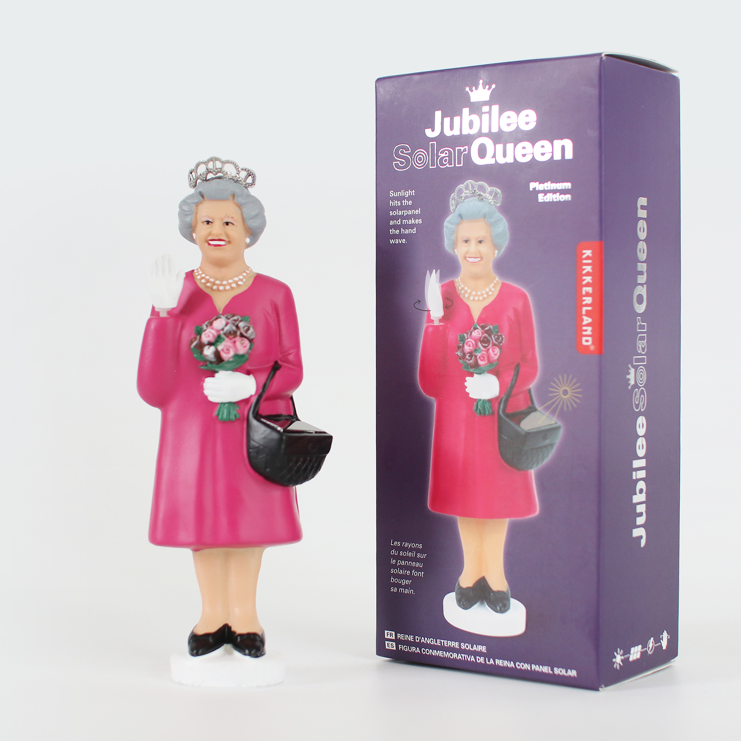 エリザベス 女王 人形 ソーラーパネル 太陽光イギリス オブジェ KIKKERLAND キッカーランド SOLAR QUEEN ソーラークイーン｜cdcstores｜02