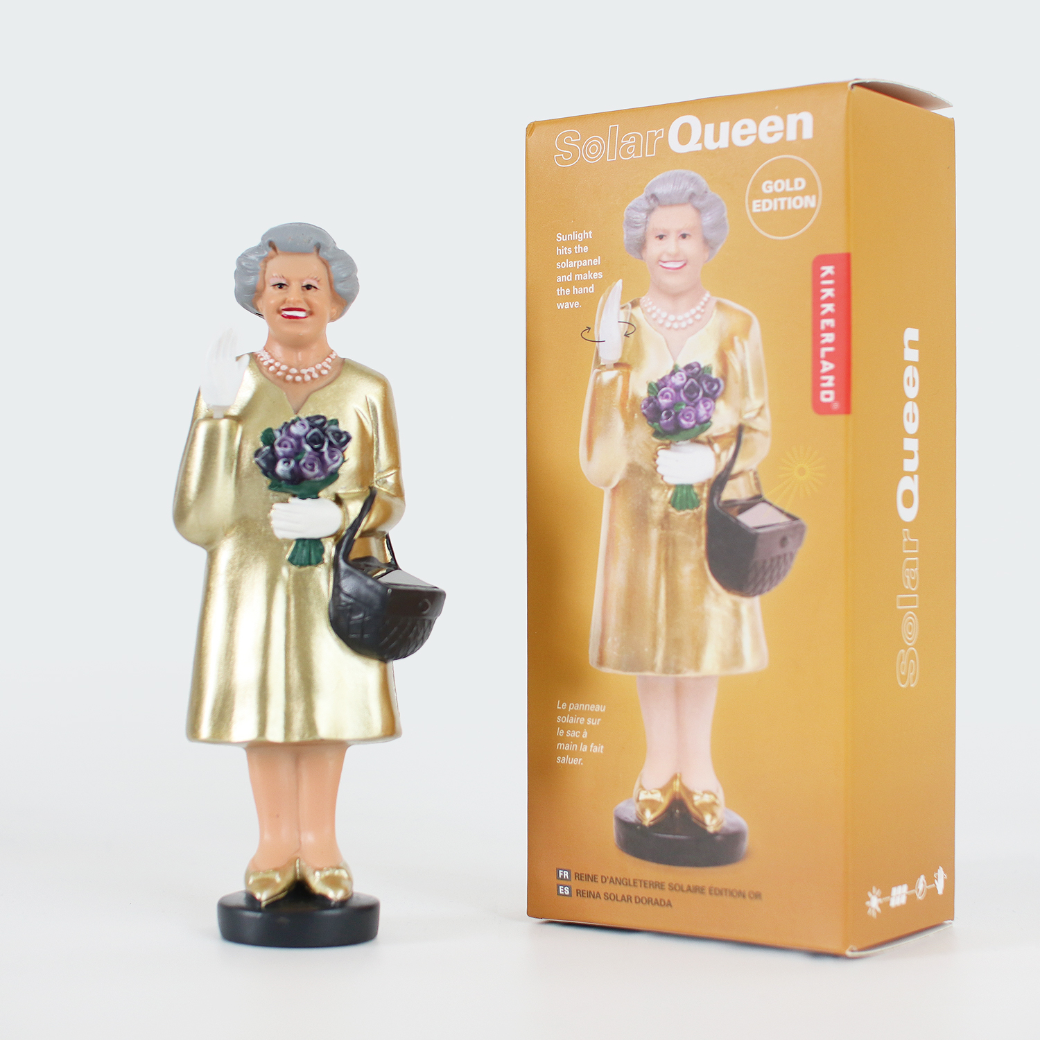 エリザベス 女王 人形 ソーラーパネル 太陽光イギリス オブジェ KIKKERLAND キッカーランド SOLAR QUEEN ソーラークイーン｜cdcstores｜03