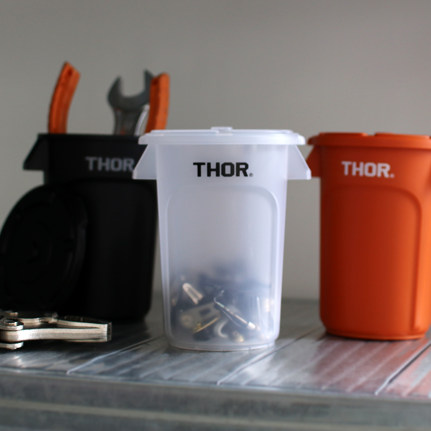THOR 小物入れ ミニコンテナ ラウンド 蓋付き スタッキング ペン