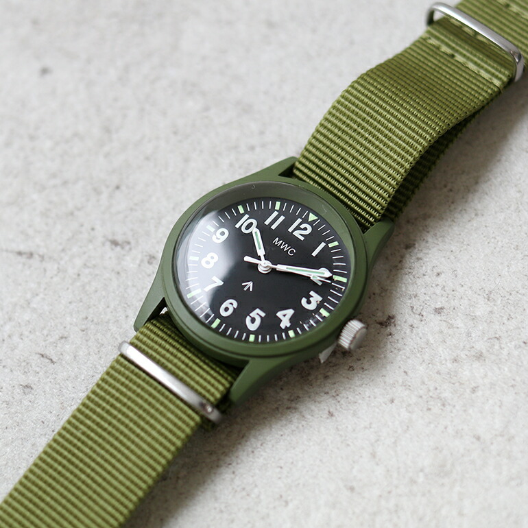 腕時計 ミリタリースタイル 蓄光 ナイロン メンズ レディース ユニセックス カジュアル ドイツ製 オリーブ ブラック MWC ミリタリーウォッチカンパニー｜cdcstores｜03