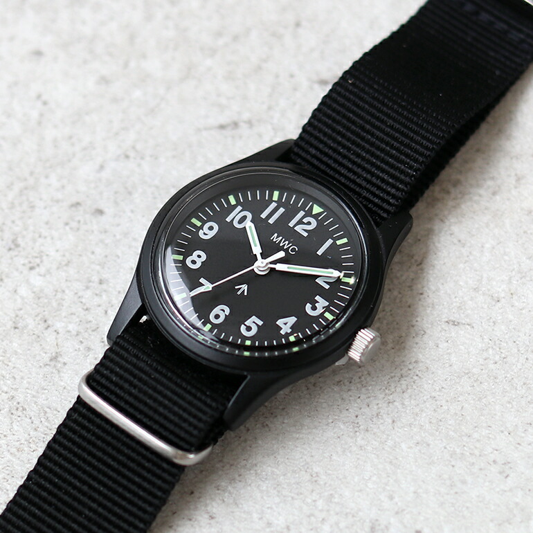 腕時計 ミリタリースタイル 蓄光 ナイロン メンズ レディース ユニセックス カジュアル ドイツ製 オリーブ ブラック MWC ミリタリーウォッチカンパニー｜cdcstores｜02