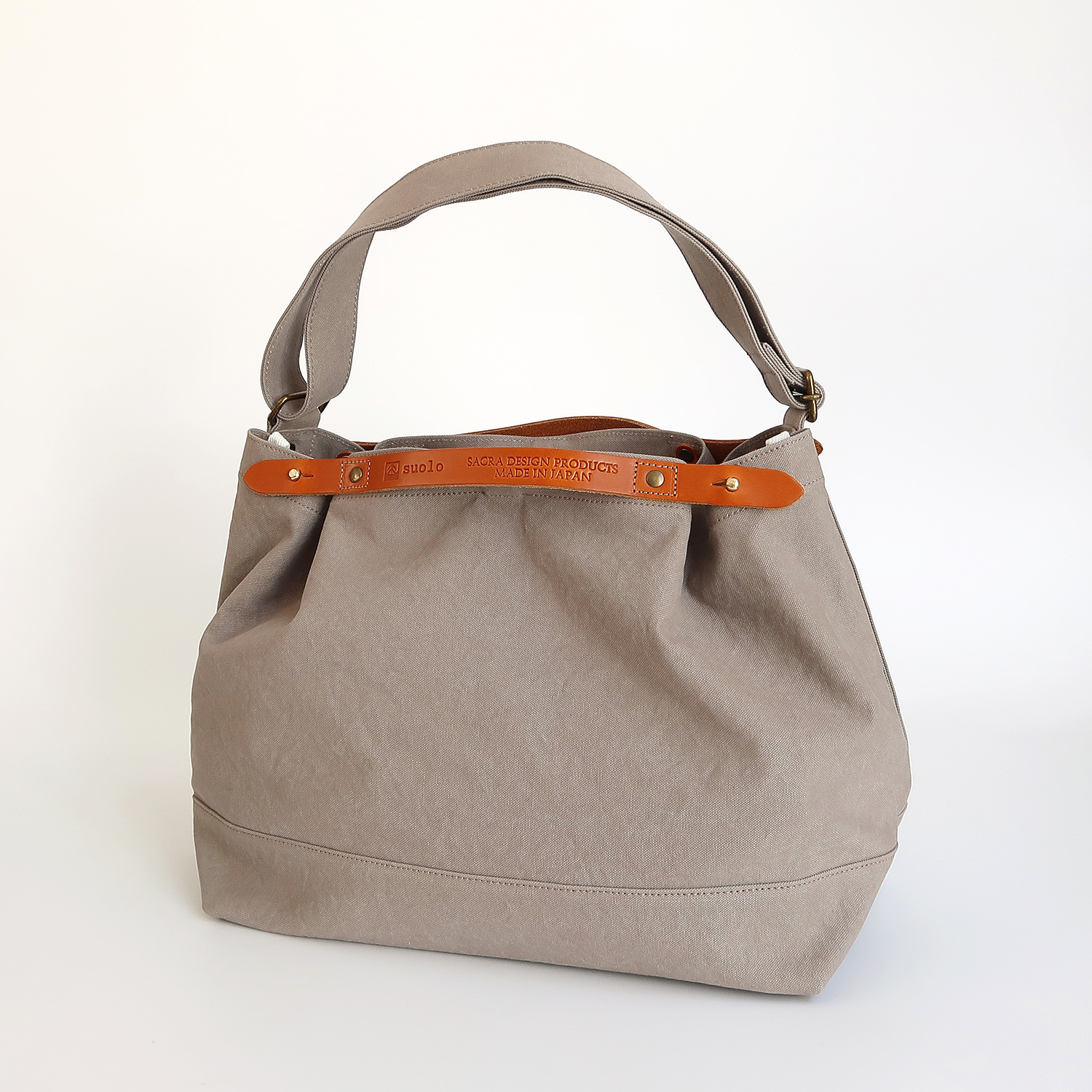 ショルダーバッグ トートバッグ 大きめ 収納 ユニセックス 革 レザー キャンバス Suolo スオーロ CROP middle | SUOLO | 02