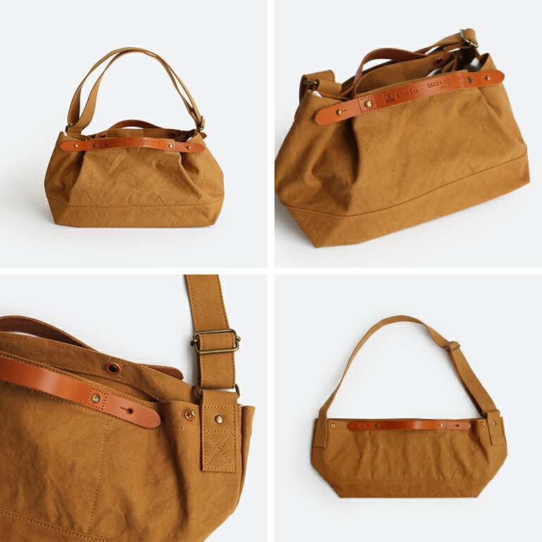 【美品】suolo　トートバッグ　ネイビー　M suolo(スオーロ)『CROP middle』Paraffin Canvas 2Way Tote Bag