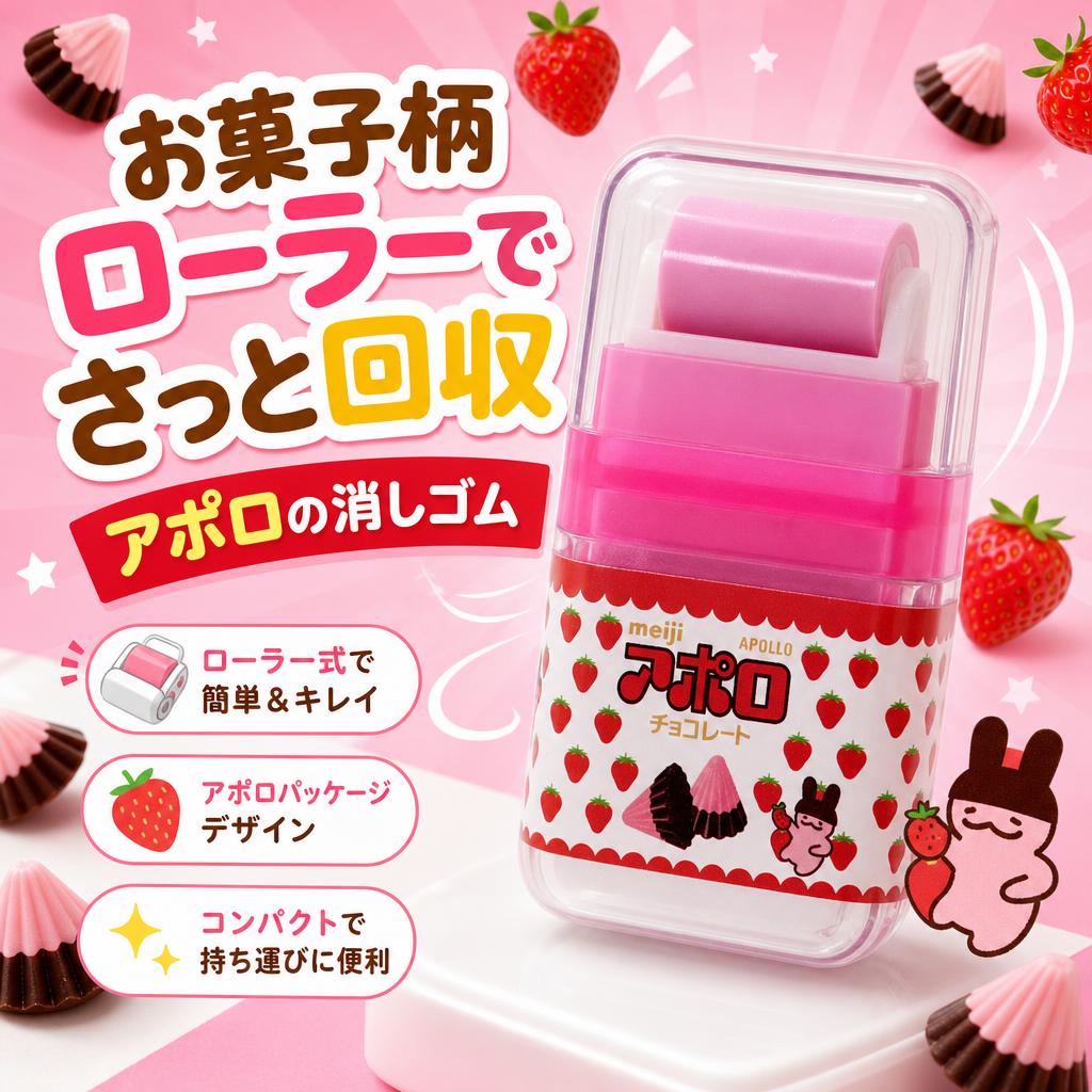 お菓子 アポロ ローラー消しゴム funbox 文房具 おやつ 1個 40154601