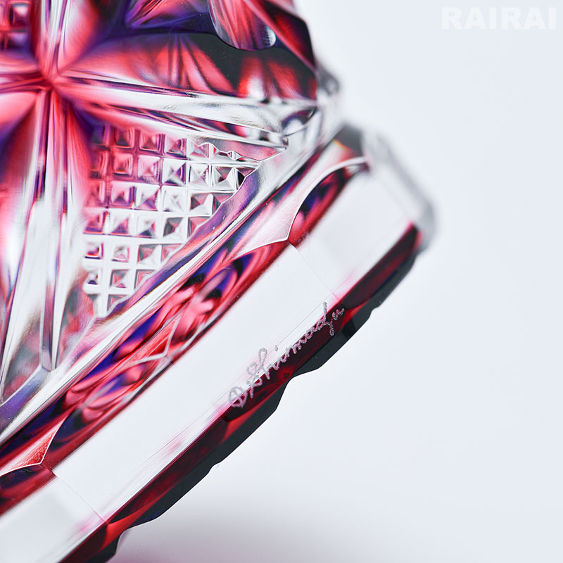 薩摩切子 二色冷酒杯 cut253 ルリ金赤 二色衣 島津薩摩切子 薩摩ガラス