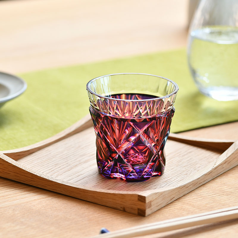 薩摩切子 二色冷酒杯 cut251 ルリ緑 二色衣 島津薩摩切子 薩摩ガラス