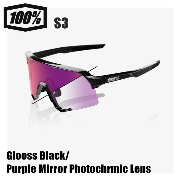 100% ワンハンドレッド S3-Glooss Black/Purple Mirror Photochrmic 100% ワンハンドレッド S3-Glooss Black/Purple Mirror Photochrmic