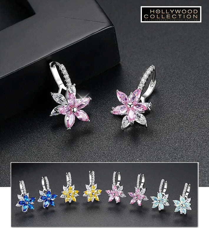 フープピアス レディース 花 フラワー 揺れるピアス ピンク