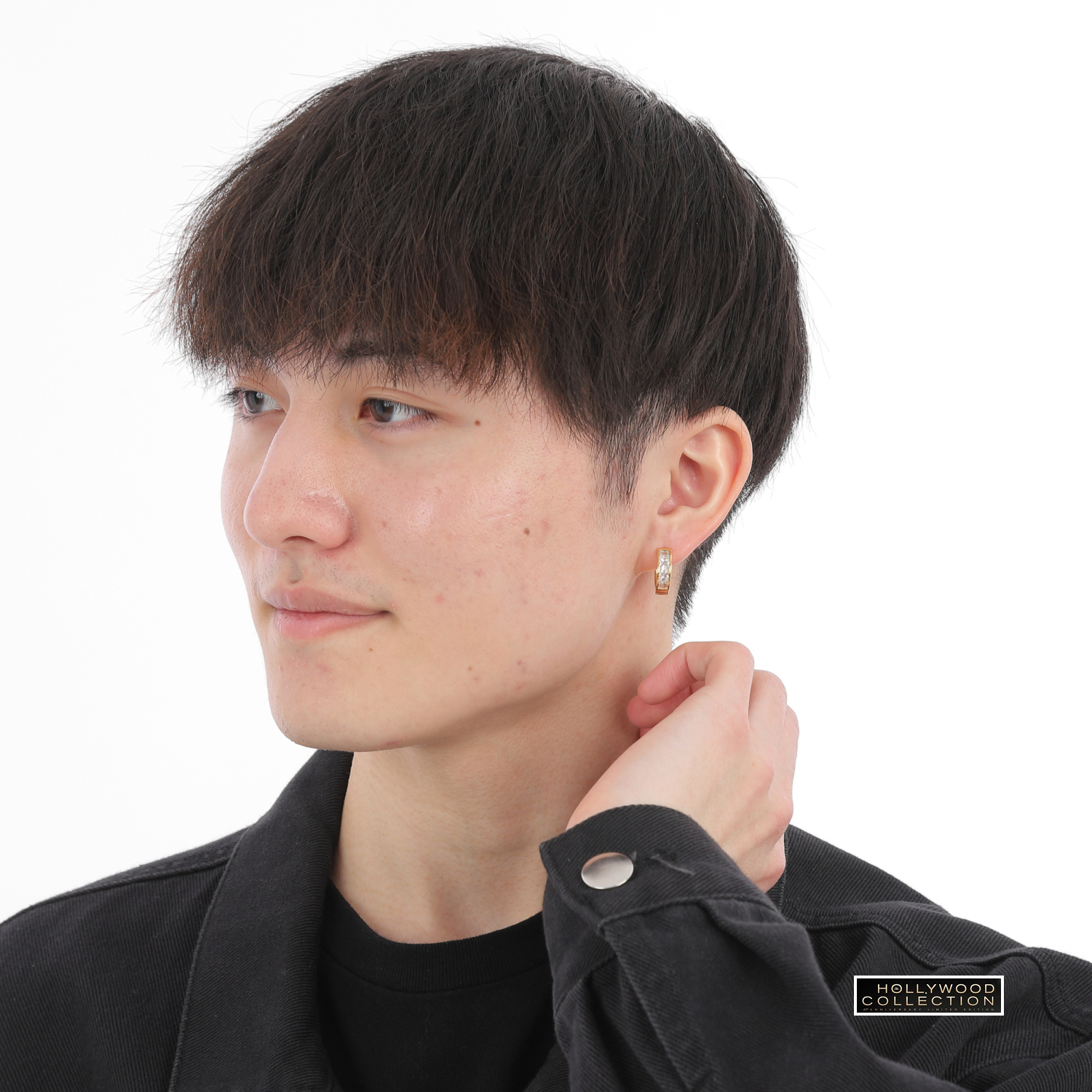メンズ ピアス 片耳 ダイヤモンド CZ フープ ゴールド 24金 24K 24KGP アレルギー対応 マイケル ジョーダン プレゼント 誕生日 ギフト アクセサリー 16mm径