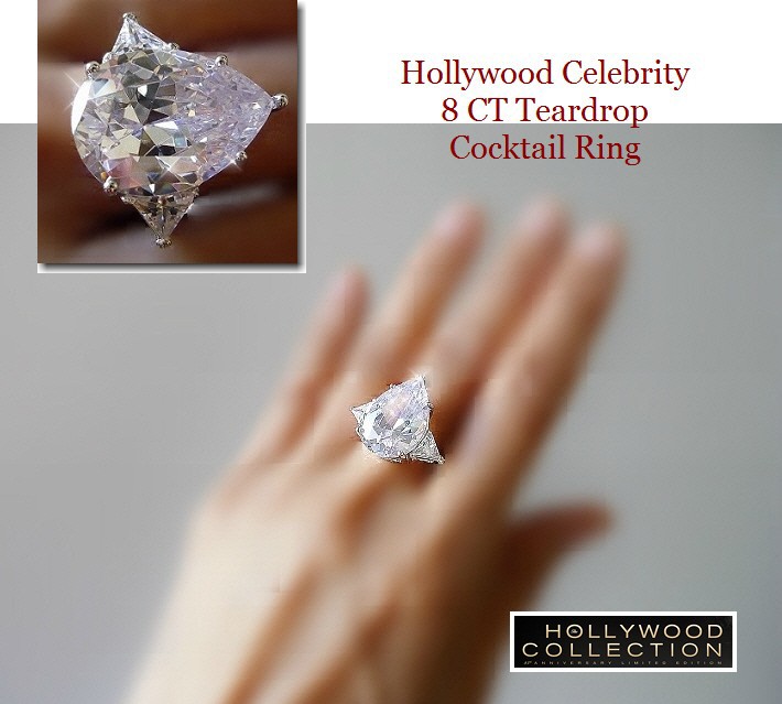 リング レディース ダイヤモンド ティアドロップ カクテルリング 8