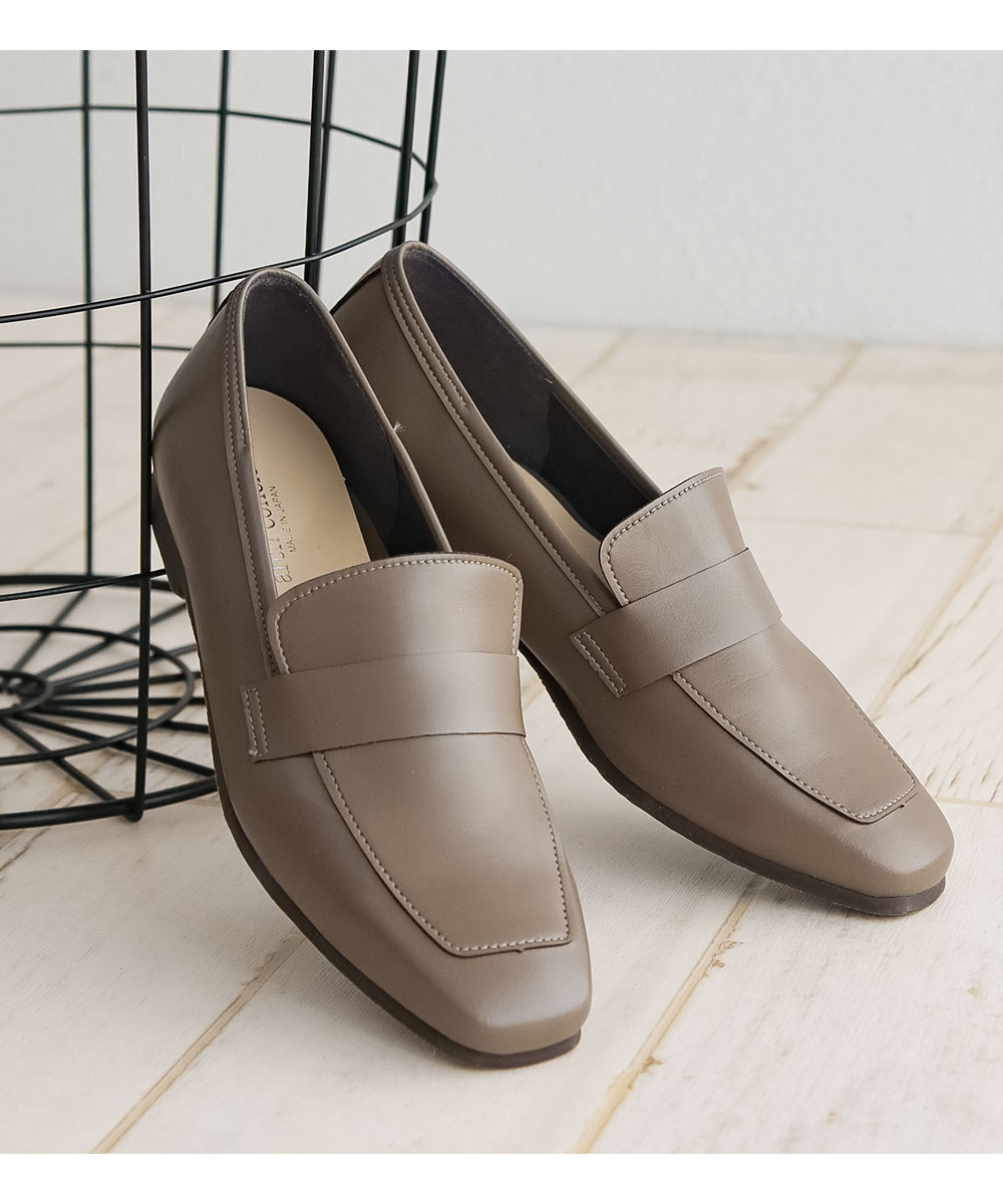 ローファー パンプス レディース ローヒール 日本製 スクエアトゥ