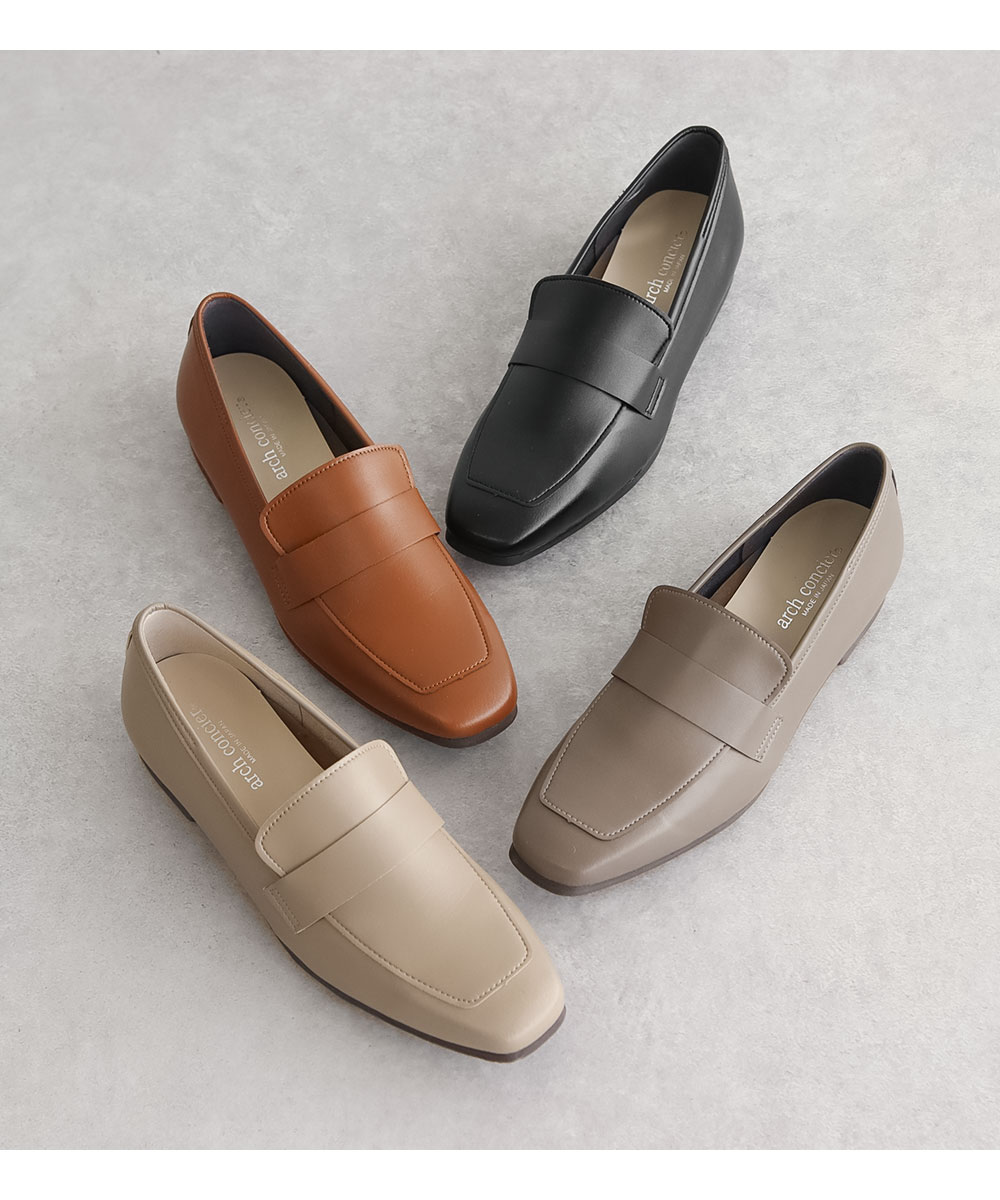 ローファー パンプス レディース ローヒール 日本製 スクエアトゥ