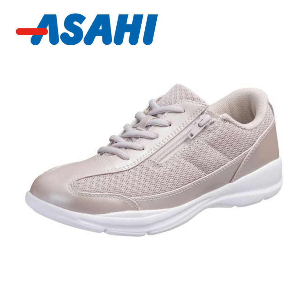 アサヒシューズ スニーカー レディース ローカット 軽量 ファスナー 4E
