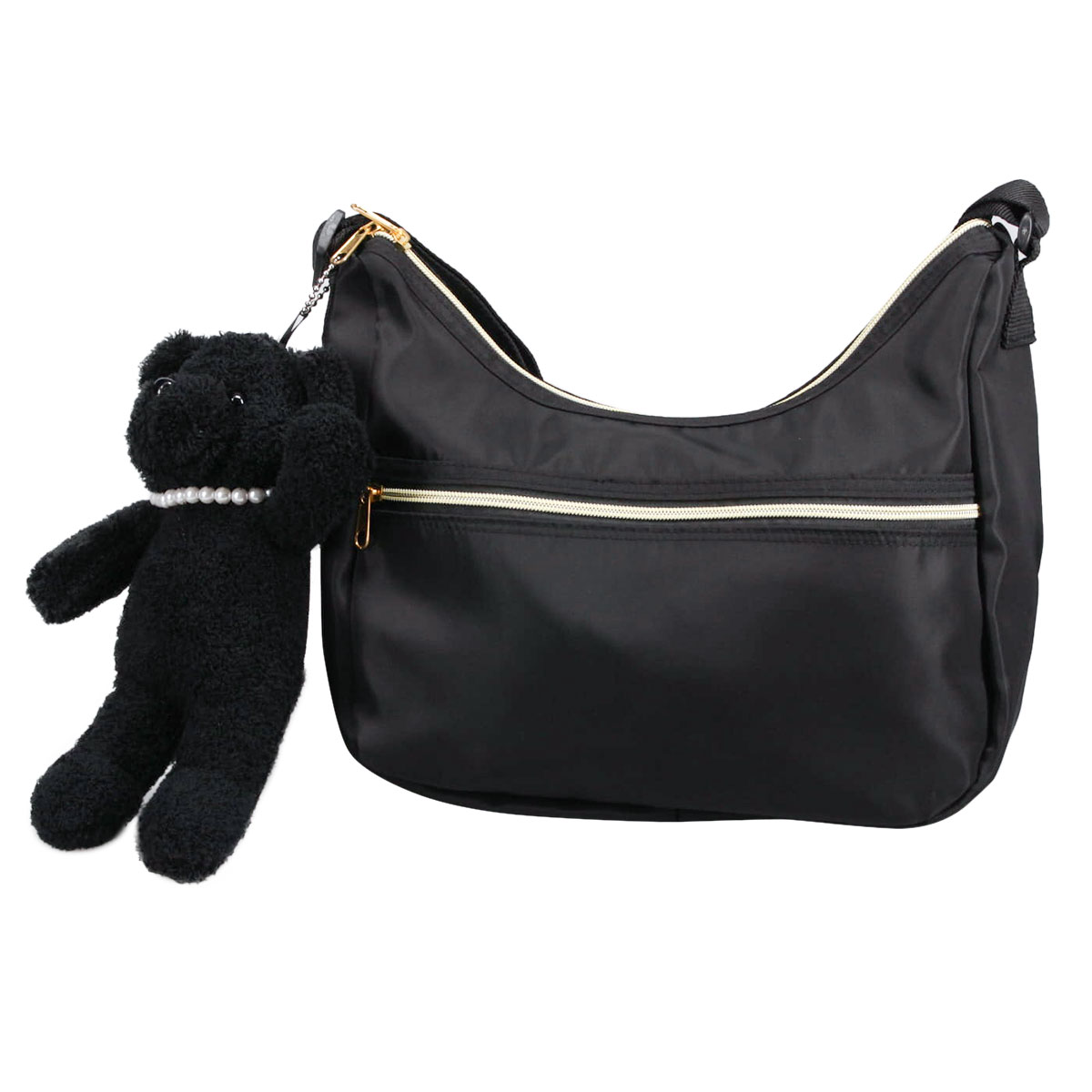 ショルダーバックを下げた大人なヒグマさん ショルダーバッグ レディース 斜めがけ かわいい ぬいぐるみ付き ボア
