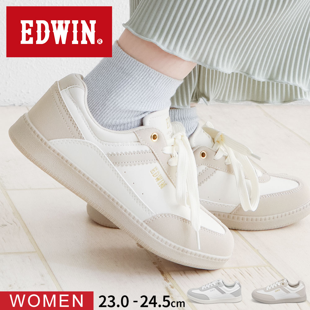 EDWIN（エドウィン） スニーカー レディース 白 ローカット クッション