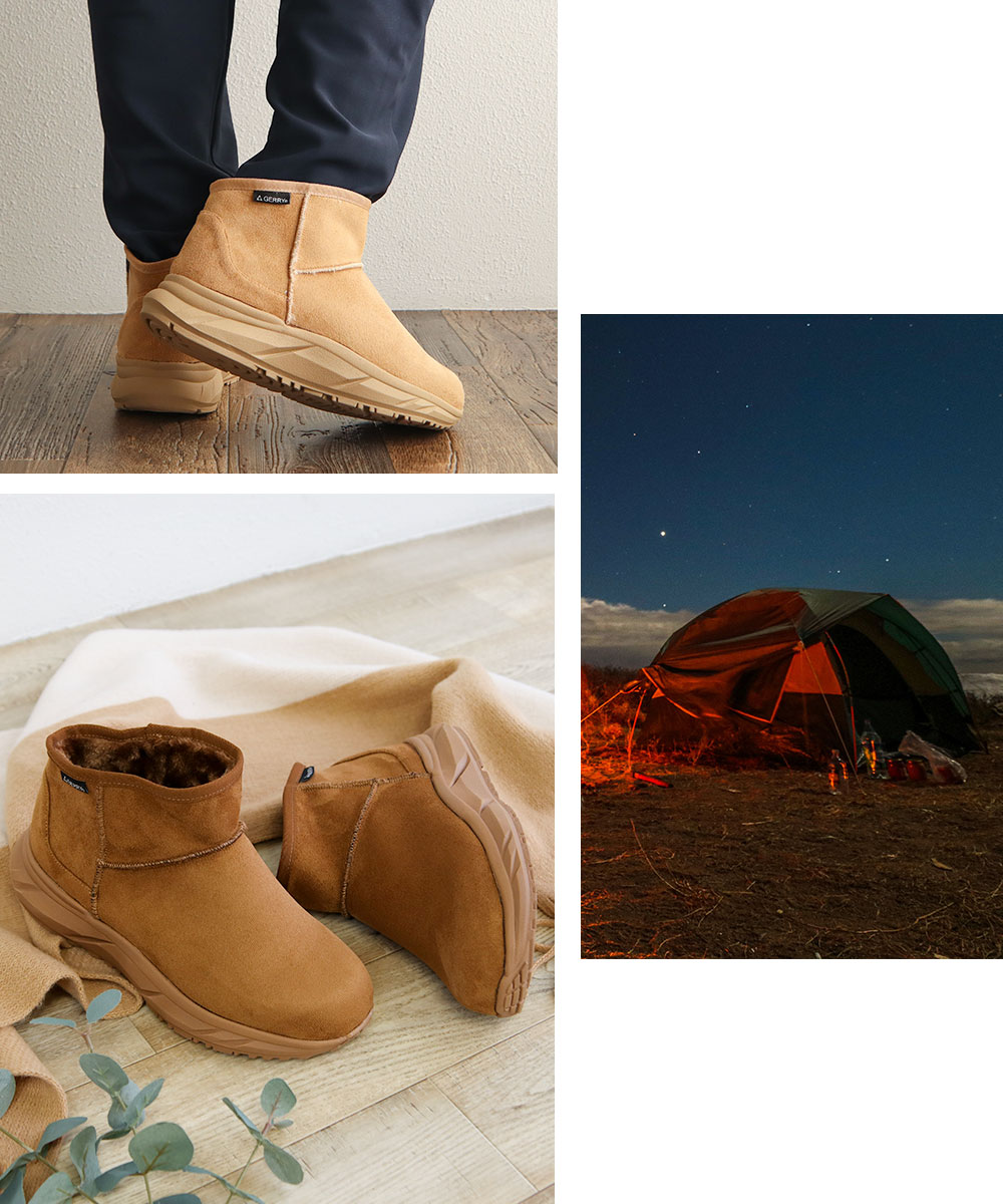 GERRY（ジェリー） ムートン ブーツ メンズ ショート 厚底 撥水 軽量