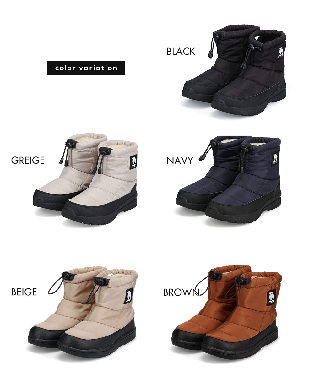 moz（モズ） スノーブーツ レディース 滑らない ショート 防水 防滑