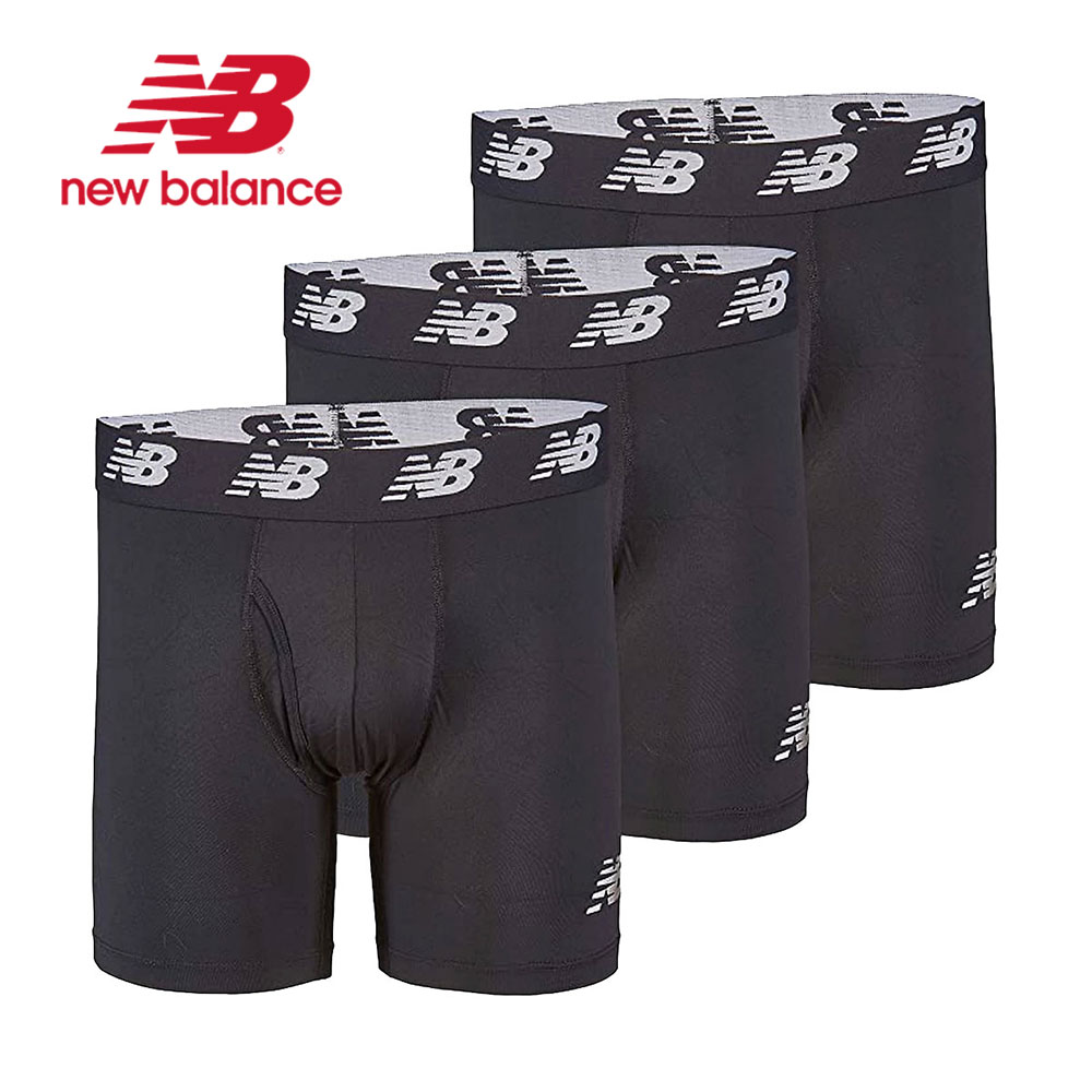 ニューバランス ボクサー パンツ メンズ 吸汗性 速乾性 下着 黒 ブラック 6インチ 前開き 3P LAU13001 new balance | New Balance | 01