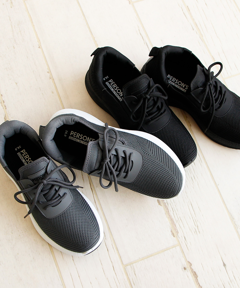 PERSON'S（パーソンズ） メンズ スニーカー 黒 ハンズフリー シューズ
