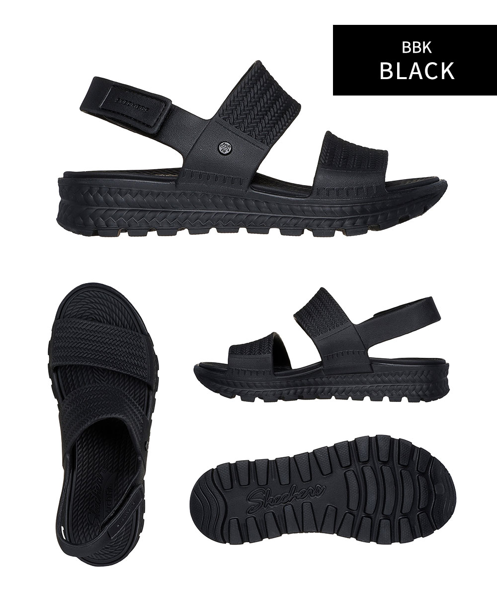 SKECHERS スケッチャーズ サンダル レディース 靴 シューズ 黒 白 ARCH FIT FOOTSTEPS SUNNY DAYS ...