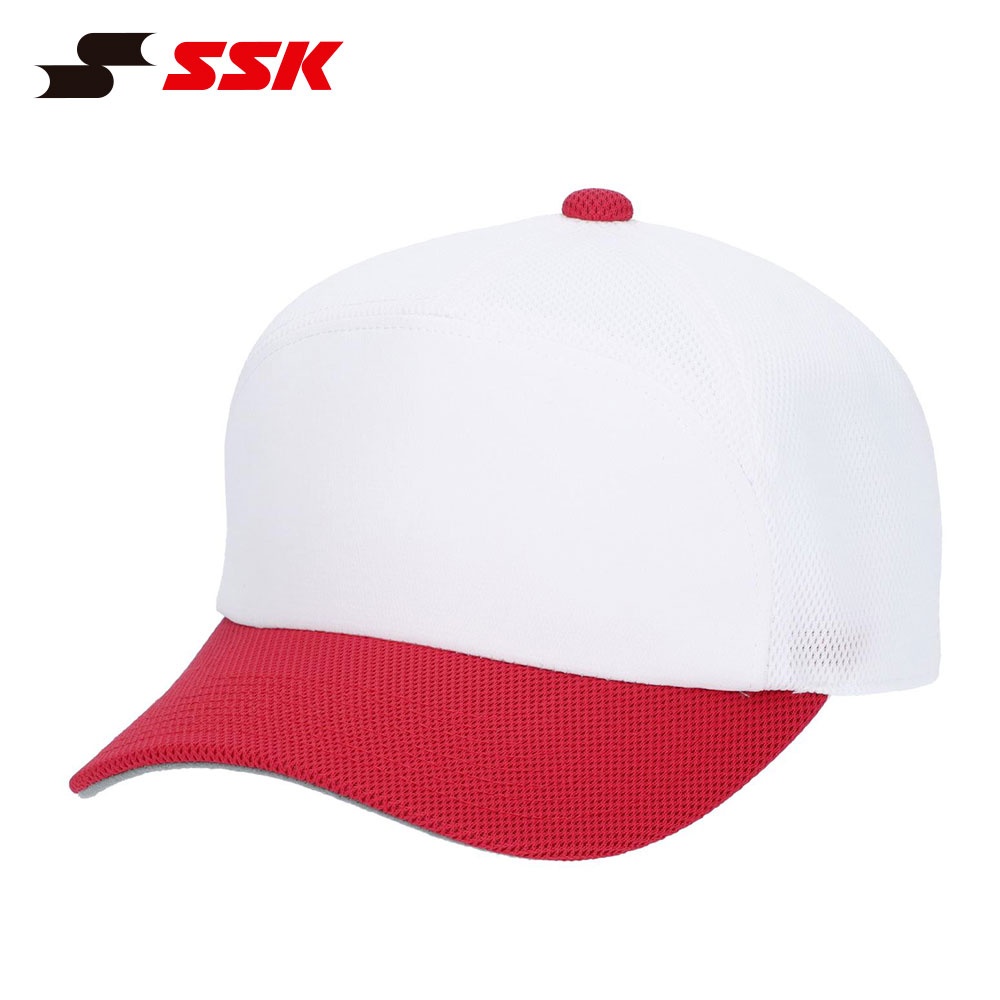 【SSK】野球　セットアップ　ホワイト/レッド　　サイズO エスエスケイ（SSK） 野球 帽子 メンズ 練習 キャップ 六方 ベース