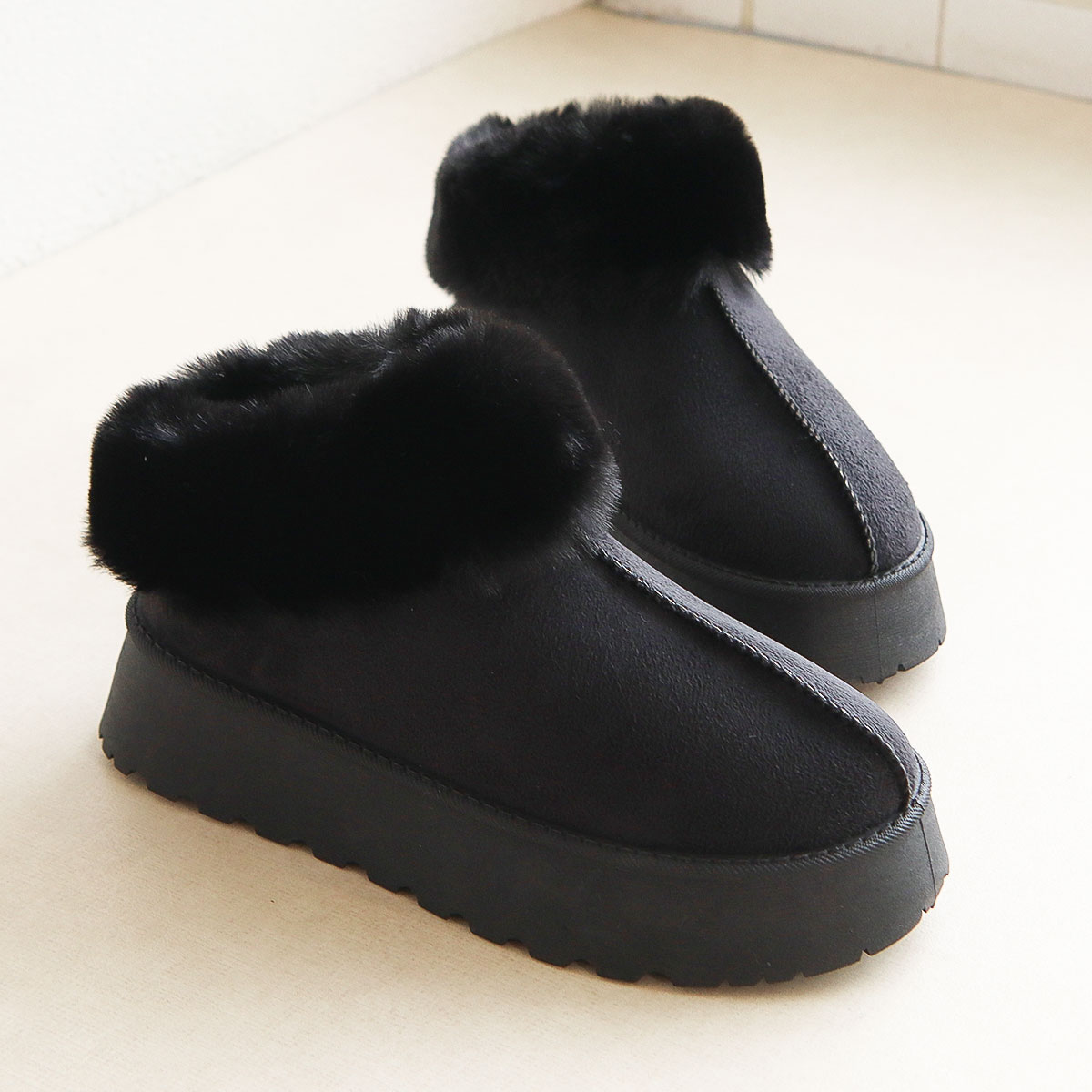 サボサンダル レディース 厚底 4cm ムートン ファー スリッポン 秋冬