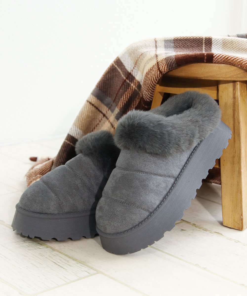 サボサンダル レディース 厚底 ムートン ファー モックシューズ