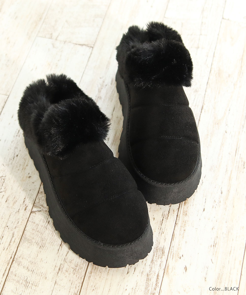 サボサンダル レディース 厚底 ムートン ファー モックシューズ