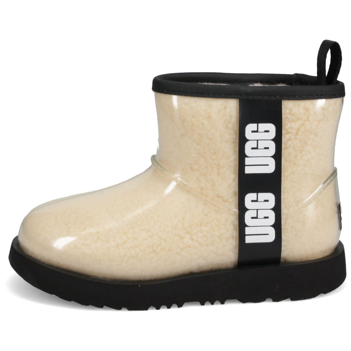 アグ クラシック クリア ミニ レインブーツ ムートンブーツ キッズ ジュニア 防水 ショート 防寒 ugg 黒 ブラック ロックローズ ベージュ  ピンク 1112386k