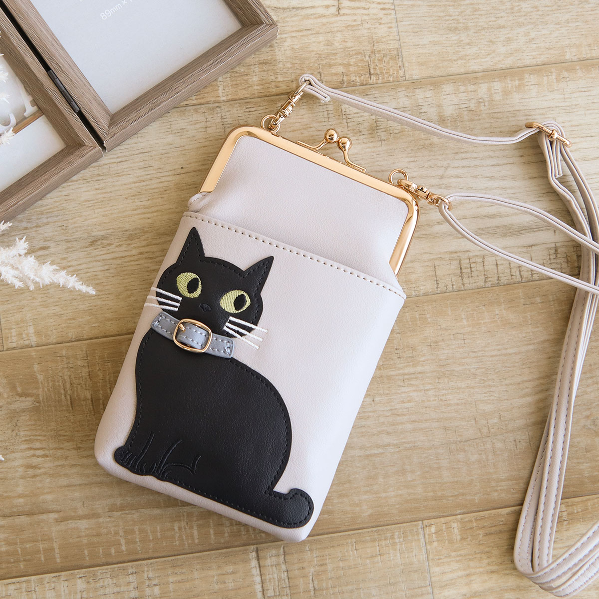 スマホショルダーバッグ レディース 斜めがけ 大人 小さめ 猫柄 2way