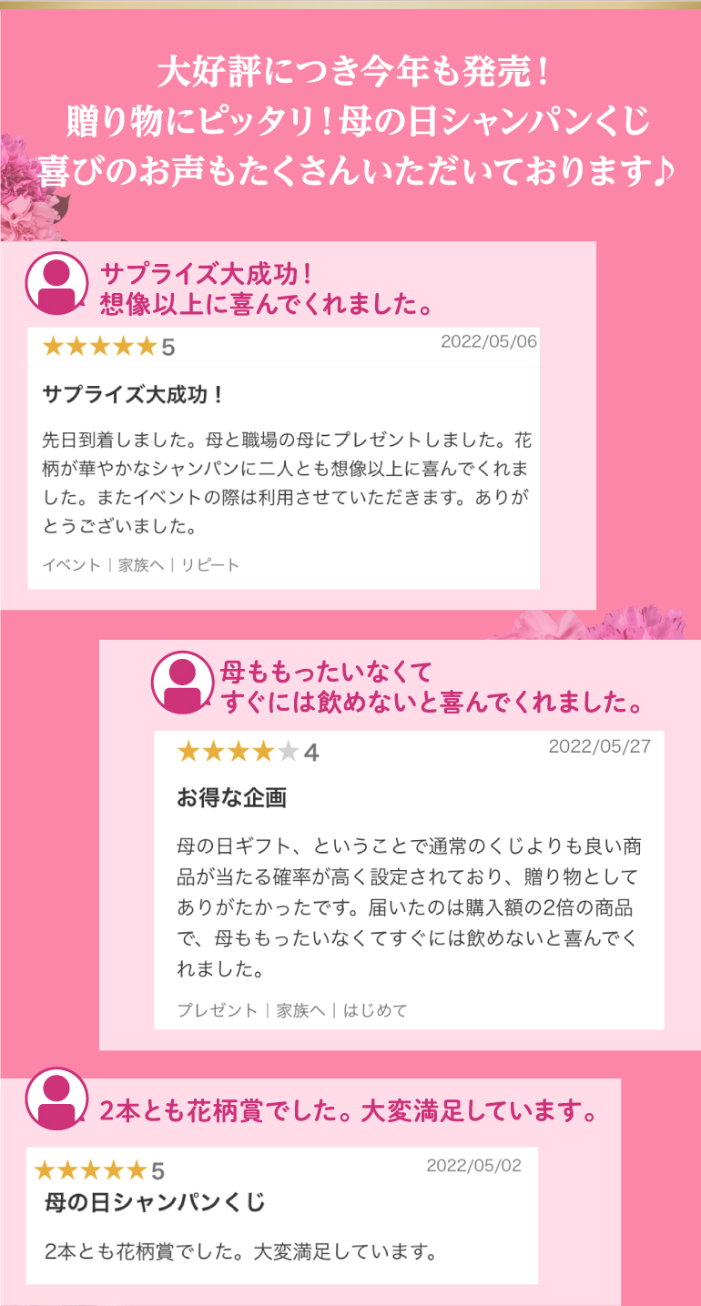 母の日シャンパンくじ