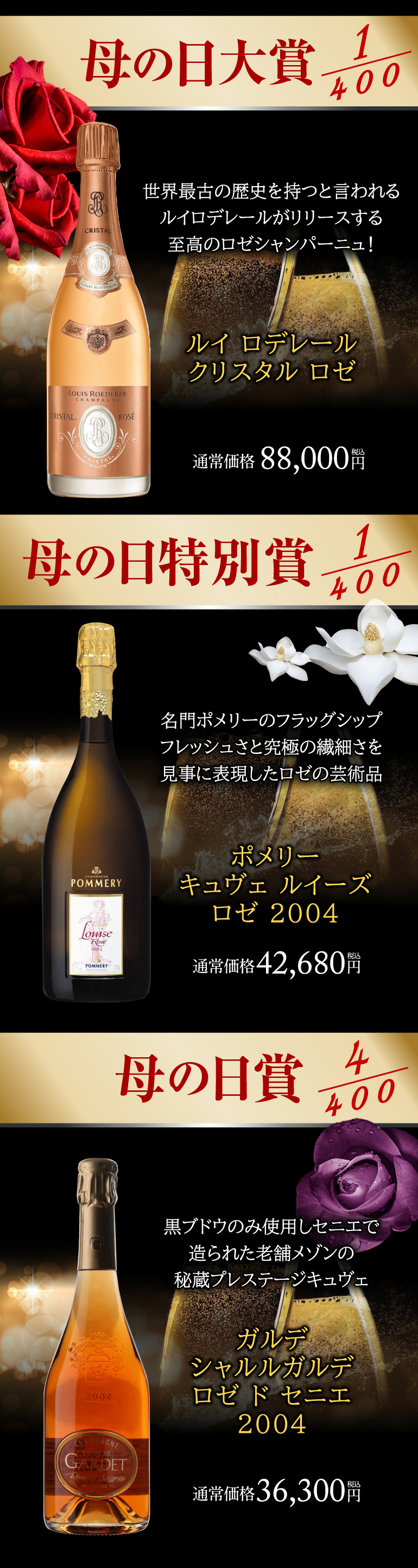 母の日シャンパンくじ