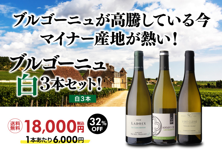 1本あたり4,800円(税込) 送料無料 プレミアムブルゴーニュ白ワイン3本