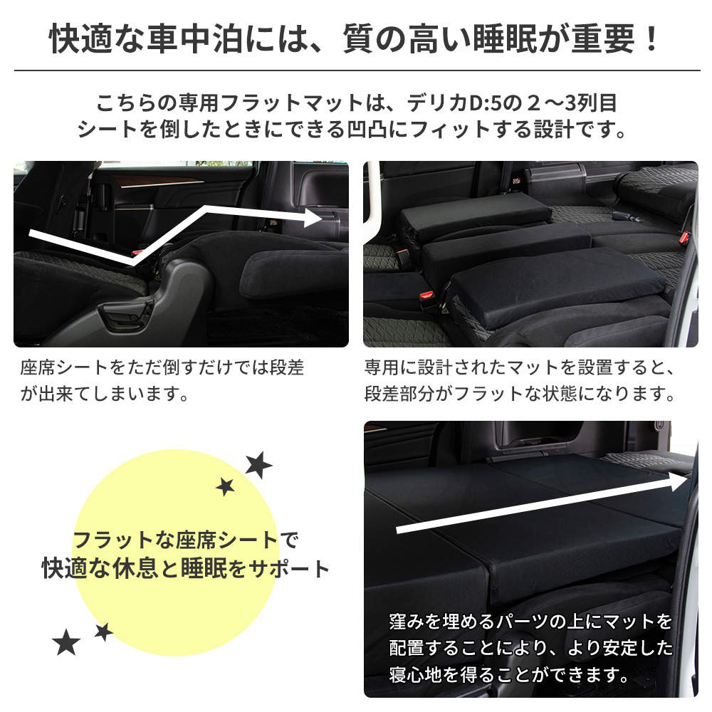 車中泊 マット 車中泊グッズ デリカD5 マットレス 段差解消 7人乗り 車