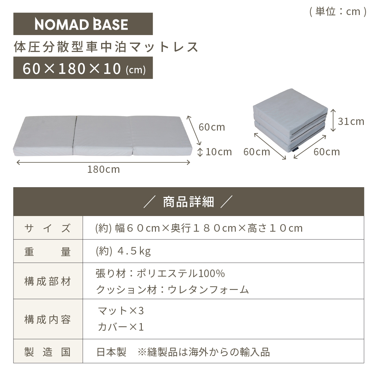 車中泊 マット 体圧分散 サイズ セミシングル